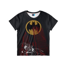 Детская футболка 3D с принтом Batman в Курске, 100% гипоаллергенный полиэфир | прямой крой, круглый вырез горловины, длина до линии бедер, чуть спущенное плечо, ткань немного тянется | Тематика изображения на принте: bat man | batman | batman comics | caped crusader | dark knight | shtatbat | бетмен | брюс уэйн | бэт мен | бэтмен | тёмный рыцарь