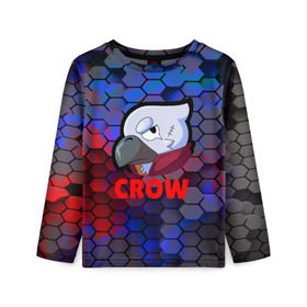 Детский лонгслив 3D с принтом Brawl Stars CROW в Курске, 100% полиэстер | длинные рукава, круглый вырез горловины, полуприлегающий силуэт
 | android | brawl stars | crow | games | leon | mobile game | stars | ворон | игры | леон | мобильные игры