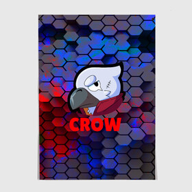 Постер с принтом Brawl Stars CROW в Курске, 100% бумага
 | бумага, плотность 150 мг. Матовая, но за счет высокого коэффициента гладкости имеет небольшой блеск и дает на свету блики, но в отличии от глянцевой бумаги не покрыта лаком | android | brawl stars | crow | games | leon | mobile game | stars | ворон | игры | леон | мобильные игры