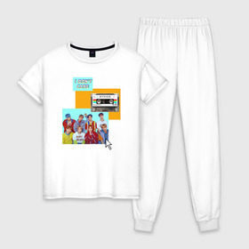 Женская пижама хлопок с принтом Ateez в Курске, 100% хлопок | брюки и футболка прямого кроя, без карманов, на брюках мягкая резинка на поясе и по низу штанин | ateez | k pop | корейская группа | музыка | парни