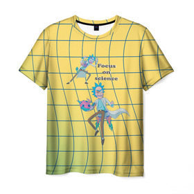Мужская футболка 3D с принтом Рик и Морти Focus on science в Курске, 100% полиэфир | прямой крой, круглый вырез горловины, длина до линии бедер | Тематика изображения на принте: dsgnzaets | rick and morty | rick sanchez | vdzajul | миссикс | морти | плюмбус | рик | рик и морти