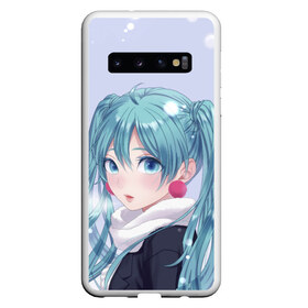 Чехол для Samsung Galaxy S10 с принтом Hatsune Miku Winter в Курске, Силикон | Область печати: задняя сторона чехла, без боковых панелей | anime | aquamarin | aquamarine | everlasting | hatsune | j pop | miku | projectdiva | singer | snow | summer | vocaloid | аквамарин | аниме | вокалоид | мику | певица | хацуне | хацунэ