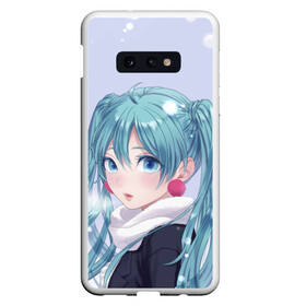 Чехол для Samsung S10E с принтом Hatsune Miku Winter в Курске, Силикон | Область печати: задняя сторона чехла, без боковых панелей | Тематика изображения на принте: anime | aquamarin | aquamarine | everlasting | hatsune | j pop | miku | projectdiva | singer | snow | summer | vocaloid | аквамарин | аниме | вокалоид | мику | певица | хацуне | хацунэ