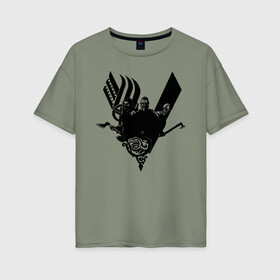 Женская футболка хлопок Oversize с принтом vikings в Курске, 100% хлопок | свободный крой, круглый ворот, спущенный рукав, длина до линии бедер
 | ragnar | viking | vikings | викинг | викинги | локи | рагнар | скандинавия | топор