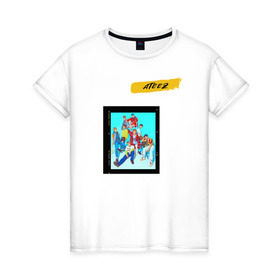 Женская футболка хлопок с принтом Ateez в Курске, 100% хлопок | прямой крой, круглый вырез горловины, длина до линии бедер, слегка спущенное плечо | ateez | k pop | корейская группа | музыка | парни