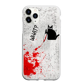 Чехол для iPhone 11 Pro Max матовый с принтом What cat в Курске, Силикон |  | Тематика изображения на принте: cat | kitten | knife | what | кот | котёнок | кошка | кровь | нож | что