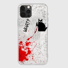 Чехол для iPhone 12 Pro Max с принтом What cat в Курске, Силикон |  | Тематика изображения на принте: cat | kitten | knife | what | кот | котёнок | кошка | кровь | нож | что