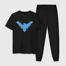 Мужская пижама хлопок с принтом Nightwing в Курске, 100% хлопок | брюки и футболка прямого кроя, без карманов, на брюках мягкая резинка на поясе и по низу штанин
 | batman | nightwing | shtatbat | бетмен | бэтмен | найтвинг