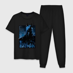 Мужская пижама хлопок с принтом Batman в Курске, 100% хлопок | брюки и футболка прямого кроя, без карманов, на брюках мягкая резинка на поясе и по низу штанин
 | bat man | batman | batman comics | caped crusader | comics | dark knight | бетмен | брюс уэйн | бэт мен | бэтмен | тёмный рыцарь