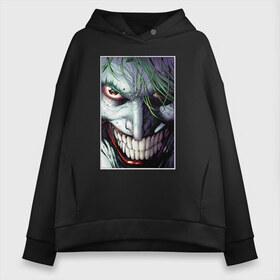 Женское худи Oversize хлопок с принтом Joker в Курске, френч-терри — 70% хлопок, 30% полиэстер. Мягкий теплый начес внутри —100% хлопок | боковые карманы, эластичные манжеты и нижняя кромка, капюшон на магнитной кнопке | joker | shtatjoker | артур флек | джокер | жокир