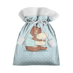 Подарочный 3D мешок с принтом Сонный мишка с подушкой в Курске, 100% полиэстер | Размер: 29*39 см | Тематика изображения на принте: медведь | милота | милый | милый мишка | миша | мишка | подушка | сон | сонный | спит