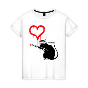 Женская футболка хлопок с принтом BANKSY в Курске, 100% хлопок | прямой крой, круглый вырез горловины, длина до линии бедер, слегка спущенное плечо | banksy | heart | бэнкси | сердце
