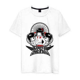 Мужская футболка хлопок с принтом BABYMETAL в Курске, 100% хлопок | прямой крой, круглый вырез горловины, длина до линии бедер, слегка спущенное плечо. | babymetal | j pop | japan | бэбиметал | дэт метал | каваий метал | моа кикути | судзука накамото | юи мидзуно | япония
