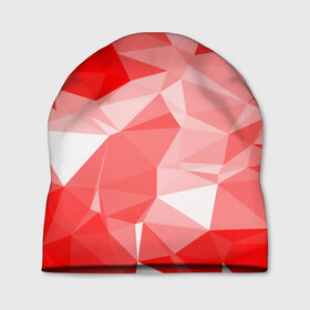 Шапка 3D с принтом Красные полигоны в Курске, 100% полиэстер | универсальный размер, печать по всей поверхности изделия | abstract | abstraction | color | geometry | paitnt | polygon | polygonal | psy | абстракция | геометрия | краски | неоновые | полигоны | психоделика