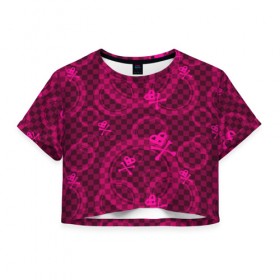 Женская футболка Cropp-top с принтом Эмо 2007 в Курске, 100% полиэстер | круглая горловина, длина футболки до линии талии, рукава с отворотами | 2007 | emo | rock | texture | абстракция | кости | краски | круги | рок | текстура | черепа | эмо
