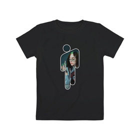 Детская футболка хлопок с принтом Billie Eilish в Курске, 100% хлопок | круглый вырез горловины, полуприлегающий силуэт, длина до линии бедер | 