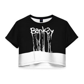 Женская футболка Cropp-top с принтом Banksy в Курске, 100% полиэстер | круглая горловина, длина футболки до линии талии, рукава с отворотами | art | banksy | street | street art | арт | бэнкси | стрит | стрит арт