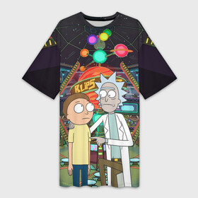 Платье-футболка 3D с принтом Rick and Morty in Blips в Курске,  |  | Тематика изображения на принте: blips | dsgngerzen | vdgerir | рик и морти | рик санчес