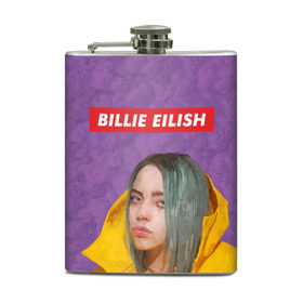 Фляга с принтом BILLIE EILISH в Курске, металлический корпус | емкость 0,22 л, размер 125 х 94 мм. Виниловая наклейка запечатывается полностью | bad guy | billie | eilish | ocean eyes | айлиш | билли | девушка | певица | эйлиш