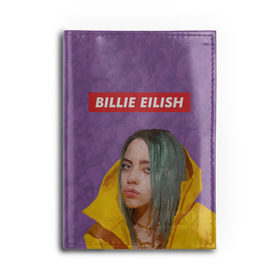 Обложка для автодокументов с принтом BILLIE EILISH в Курске, натуральная кожа |  размер 19,9*13 см; внутри 4 больших “конверта” для документов и один маленький отдел — туда идеально встанут права | bad guy | billie | eilish | ocean eyes | айлиш | билли | девушка | певица | эйлиш