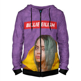 Мужская толстовка 3D на молнии с принтом BILLIE EILISH в Курске, 100% полиэстер | длина до линии бедра, манжеты и пояс оформлены мягкой тканевой резинкой, двухслойный капюшон со шнурком для регулировки, спереди молния, по бокам два кармана | bad guy | billie | eilish | ocean eyes | айлиш | билли | девушка | певица | эйлиш