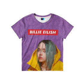 Детская футболка 3D с принтом BILLIE EILISH в Курске, 100% гипоаллергенный полиэфир | прямой крой, круглый вырез горловины, длина до линии бедер, чуть спущенное плечо, ткань немного тянется | bad guy | billie | eilish | ocean eyes | айлиш | билли | девушка | певица | эйлиш