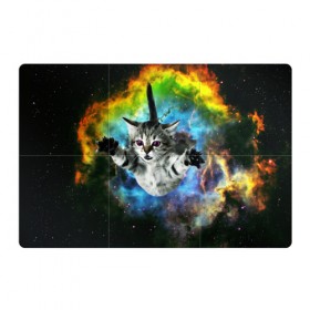 Магнитный плакат 3Х2 с принтом КОСМИЧЕСКИЙ КОТ в Курске, Полимерный материал с магнитным слоем | 6 деталей размером 9*9 см | cat | cats | животные | киса | киска | кот | котики | коты | котэ | кошка | природа