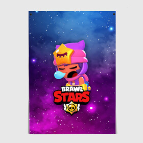 Постер с принтом SANDY SPACE (Brawl Stars) в Курске, 100% бумага
 | бумага, плотность 150 мг. Матовая, но за счет высокого коэффициента гладкости имеет небольшой блеск и дает на свету блики, но в отличии от глянцевой бумаги не покрыта лаком | Тематика изображения на принте: brawl | bull | colt | crow | game | games | leon | online | penny | poco | sandy | shelly | spike | star | stars | wanted | брав | бравл | браво | звезда | звезды | игра | игры | лого | онлайн | сенди | старс | сэнди