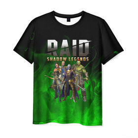 Мужская футболка 3D с принтом RAID SHADOW LEGENDS в Курске, 100% полиэфир | прямой крой, круглый вырез горловины, длина до линии бедер | Тематика изображения на принте: raid shadow legends | raid: shadow legends | rsl | рейд легенды теней