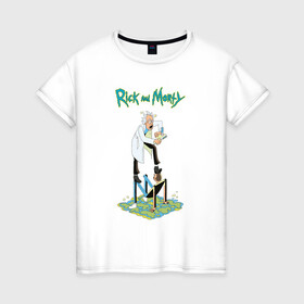 Женская футболка хлопок с принтом Rick and Morty в Курске, 100% хлопок | прямой крой, круглый вырез горловины, длина до линии бедер, слегка спущенное плечо | dsgnosadchaya | rick  morty | vdosadir | джастин ройланд | дэн хармон | миссикс | плюмбус | рик и морти