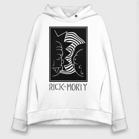 Женское худи Oversize хлопок с принтом Rick and Morty black and white в Курске, френч-терри — 70% хлопок, 30% полиэстер. Мягкий теплый начес внутри —100% хлопок | боковые карманы, эластичные манжеты и нижняя кромка, капюшон на магнитной кнопке | black and white | cn_1952863_019061 | dsgnosadchaya | rick  morty | vdosadir | джастин ройланд | дэн хармон | миссикс | плюмбус | рик и морти | чёрно белый