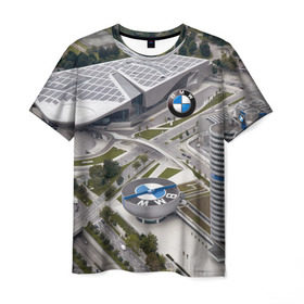 Мужская футболка 3D с принтом BMW city в Курске, 100% полиэфир | прямой крой, круглый вырез горловины, длина до линии бедер | bmw | buildings | city | germany | munich | prestige | бмв | германия | город | здания | мюнхен | престиж