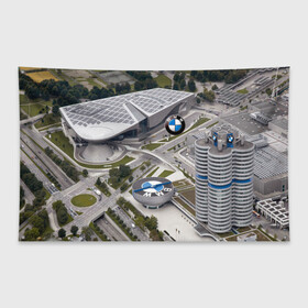 Флаг-баннер с принтом BMW city в Курске, 100% полиэстер | размер 67 х 109 см, плотность ткани — 95 г/м2; по краям флага есть четыре люверса для крепления | bmw | buildings | city | germany | munich | prestige | бмв | германия | город | здания | мюнхен | престиж