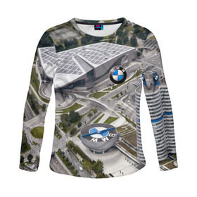 Женский лонгслив 3D с принтом BMW city в Курске, 100% полиэстер | длинные рукава, круглый вырез горловины, полуприлегающий силуэт | bmw | buildings | city | germany | munich | prestige | бмв | германия | город | здания | мюнхен | престиж
