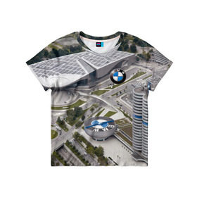 Детская футболка 3D с принтом BMW city в Курске, 100% гипоаллергенный полиэфир | прямой крой, круглый вырез горловины, длина до линии бедер, чуть спущенное плечо, ткань немного тянется | bmw | buildings | city | germany | munich | prestige | бмв | германия | город | здания | мюнхен | престиж
