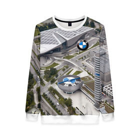 Женский свитшот 3D с принтом BMW city в Курске, 100% полиэстер с мягким внутренним слоем | круглый вырез горловины, мягкая резинка на манжетах и поясе, свободная посадка по фигуре | bmw | buildings | city | germany | munich | prestige | бмв | германия | город | здания | мюнхен | престиж