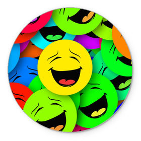 Коврик для мышки круглый с принтом Эмодзи смайлы в Курске, резина и полиэстер | круглая форма, изображение наносится на всю лицевую часть | emoji | настроение | позитив | смайлики | смайлы | стикеры | текстура смайл | улыбки | фон смайл | эмодзи