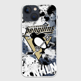 Чехол для iPhone 13 mini с принтом Питтсбург Пингвинз в Курске,  |  | hockey | nhl | penguins | pittsburgh | pittsburgh penguins | usa | нхл | пингвинз | питтсбург | питтсбург пингвинз | спорт | сша | хоккей | шайба