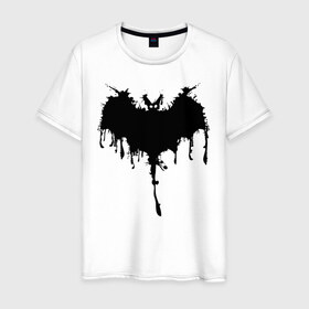 Мужская футболка хлопок с принтом Bat в Курске, 100% хлопок | прямой крой, круглый вырез горловины, длина до линии бедер, слегка спущенное плечо. | 31 | bat | blot | eyes | halloween | wings | глаза | клякса | крылья | летучая мышь | хэллоуин