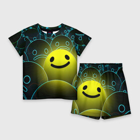 Детский костюм с шортами 3D с принтом НЕОНОВЫЕ СМАЙЛЫ в Курске,  |  | Тематика изображения на принте: emoji | настроение | позитив | смайлики | смайлы | стикеры | текстура смайл | улыбки | фон смайл | эмодзи