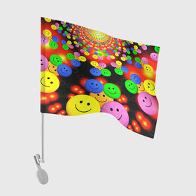 Флаг для автомобиля с принтом ЦВЕТНЫЕ СМАЙЛИКИ в Курске, 100% полиэстер | Размер: 30*21 см | emoji | настроение | позитив | смайлики | смайлы | стикеры | текстура смайл | улыбки | фон смайл | эмодзи