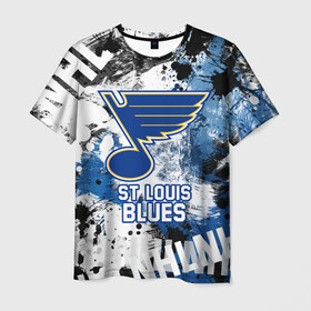 Мужская футболка 3D с принтом Сент-Луис Блюз в Курске, 100% полиэфир | прямой крой, круглый вырез горловины, длина до линии бедер | blues | hockey | nhl | st. louis | st. louis blues | usa | блюз | нхл | сент луис | сент луис блюз | спорт | сша | хоккей | шайба