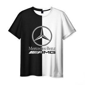 Мужская футболка 3D с принтом MERCEDES-BENZ в Курске, 100% полиэфир | прямой крой, круглый вырез горловины, длина до линии бедер | amg | benz | mercedes | амг | бенз | бенс | бенц | гелик | мерин | мерс | мерседес