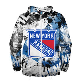 Мужская ветровка 3D с принтом Нью-Йорк Рейнджерс в Курске, 100% полиэстер | подол и капюшон оформлены резинкой с фиксаторами, два кармана без застежек по бокам, один потайной карман на груди | Тематика изображения на принте: hockey | new york | new york rangers | nhl | rangers | usa | нхл | нью йорк | нью йорк рейнджерс | рейнджерс | спорт | сша | хоккей | шайба