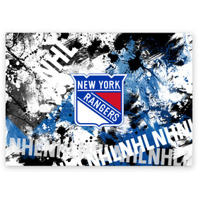 Поздравительная открытка с принтом Нью-Йорк Рейнджерс в Курске, 100% бумага | плотность бумаги 280 г/м2, матовая, на обратной стороне линовка и место для марки
 | Тематика изображения на принте: hockey | new york | new york rangers | nhl | rangers | usa | нхл | нью йорк | нью йорк рейнджерс | рейнджерс | спорт | сша | хоккей | шайба