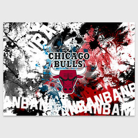 Поздравительная открытка с принтом Чикаго Буллз в Курске, 100% бумага | плотность бумаги 280 г/м2, матовая, на обратной стороне линовка и место для марки
 | bulls | chicago | chicago bulls | nba | баскетбол | буллз | нба | чикаго | чикаго буллз