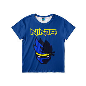 Детская футболка 3D с принтом FORTNITE NINJA в Курске, 100% гипоаллергенный полиэфир | прямой крой, круглый вырез горловины, длина до линии бедер, чуть спущенное плечо, ткань немного тянется | Тематика изображения на принте: fortnite | fortnite 2 | fortnite x | marshmello | ninja | ninja hyper streamer | ninja streamer | streamer | tyler blevins | маршмелло | ниндзя | фортнайт | фортнайт 2 | фортнайт глава 2