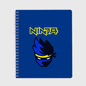 Тетрадь с принтом FORTNITE NINJA в Курске, 100% бумага | 48 листов, плотность листов — 60 г/м2, плотность картонной обложки — 250 г/м2. Листы скреплены сбоку удобной пружинной спиралью. Уголки страниц и обложки скругленные. Цвет линий — светло-серый
 | fortnite | fortnite 2 | fortnite x | marshmello | ninja | ninja hyper streamer | ninja streamer | streamer | tyler blevins | маршмелло | ниндзя | фортнайт | фортнайт 2 | фортнайт глава 2