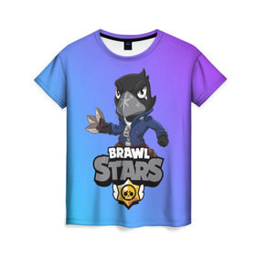 Женская футболка 3D с принтом Crow (Brawl Stars) в Курске, 100% полиэфир ( синтетическое хлопкоподобное полотно) | прямой крой, круглый вырез горловины, длина до линии бедер | brawl stars | crow | game | leon | бравл | бравл стар | бравл старс | ворон | ворона | детская | детям | игра | компьютерная игра | кров | леон | персонаж | развлечение