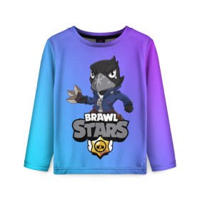 Детский лонгслив 3D с принтом Crow (Brawl Stars) в Курске, 100% полиэстер | длинные рукава, круглый вырез горловины, полуприлегающий силуэт
 | brawl stars | crow | game | leon | бравл | бравл стар | бравл старс | ворон | ворона | детская | детям | игра | компьютерная игра | кров | леон | персонаж | развлечение